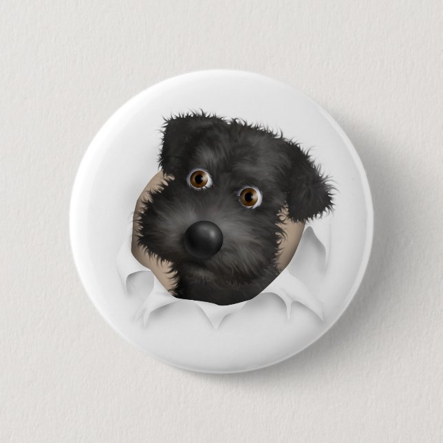 Schnoodle (Black) Busting Out Pinback Button (Front)
