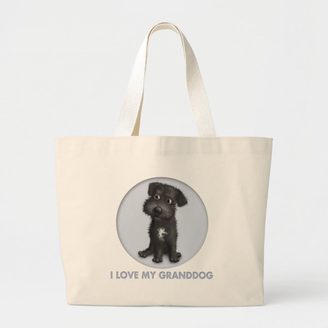 Schnoodle (Black) Granddog Large Tote Bag (Front)
