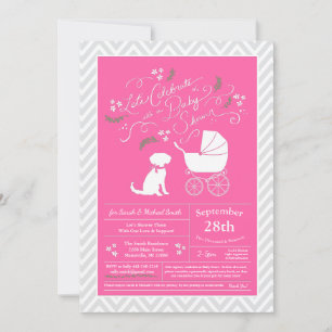 Schnoodle Dog Baby Shower Girl Pink Invitation