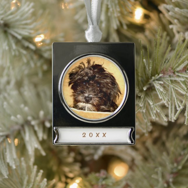 Schnoodle Dog Banner Ornament (Tree)
