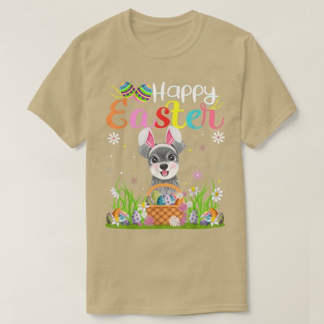 Schnoodle Dog Bunny Egg Hunting Funny Schnoodle Ha T-Shirt (Design Front)