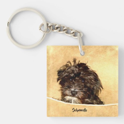 Schnoodle Dog Keychain