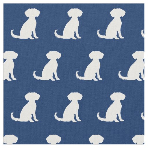 Schnoodle Dog Silhouette Pet Navy Blue Fabric