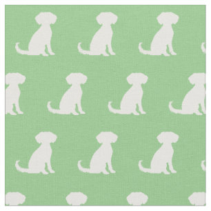 Schnoodle Dog Silhouette Pet Sage Green Fabric