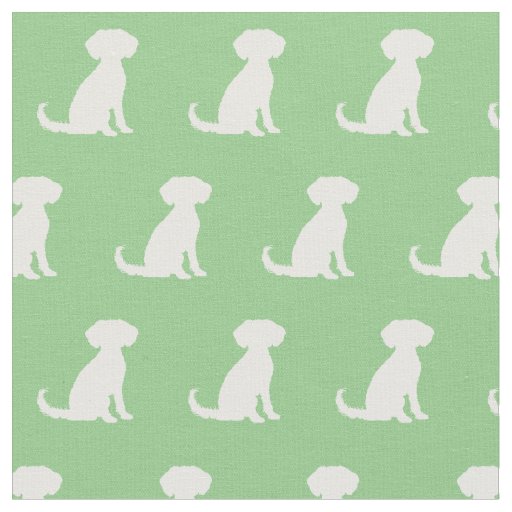 Schnoodle Dog Silhouette Pet Sage Green Fabric