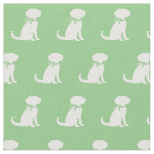 Schnoodle Dog Silhouette Pet Sage Green Fabric