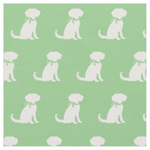 Schnoodle Dog Silhouette Pet Sage Green Fabric