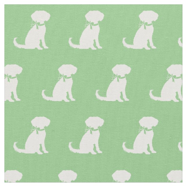 Schnoodle Dog Silhouette Pet Sage Green Fabric (Close Up)