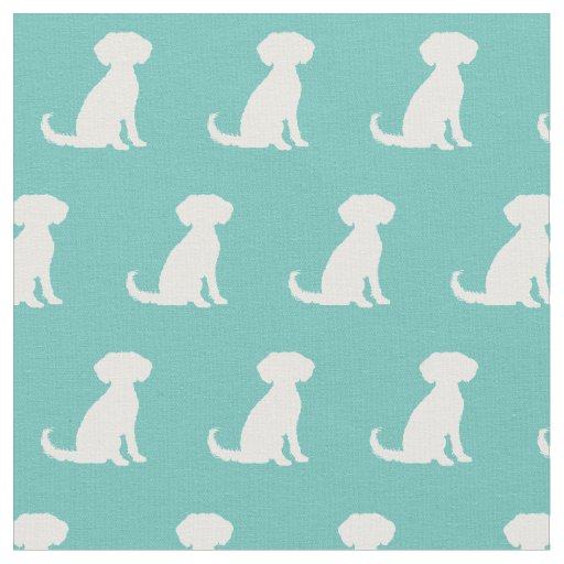 Schnoodle Dog Silhouette Pet Teal Fabric