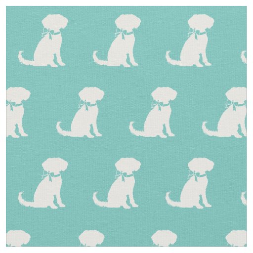Schnoodle Dog Silhouette Pet Teal Fabric