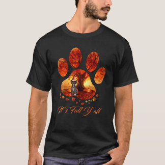 Schnoodle It's Fall Y'all Dog Paw Halloween T-Shirt