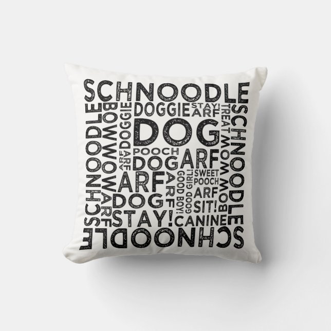 Schnoodle Typography Throw Pillow (Front)