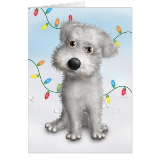 Schnoodle (White) Christmas Card