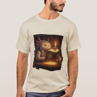 Scholar Axolotl T-Shirt | Magical Library Reader |