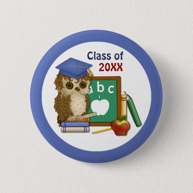 Scholar Owl Graduation Pinback Button (Front)