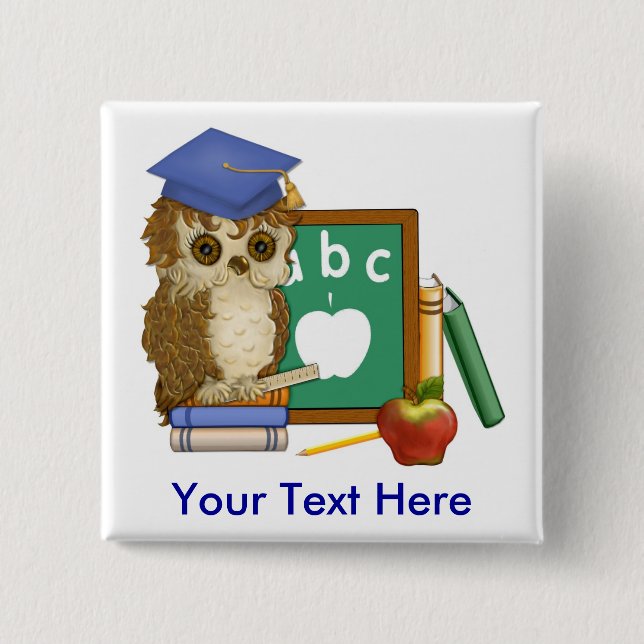 Scholar Owl Pinback Button (Front)