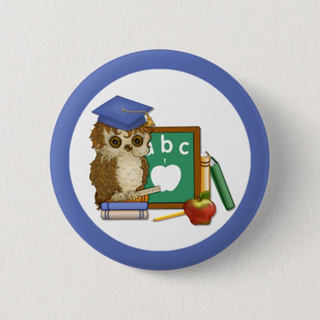 Scholar Owl Pinback Button (Front)