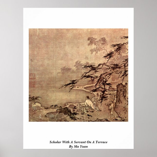 Scholar With A Servant On A Terrace By Ma Yuan Poster (Front)