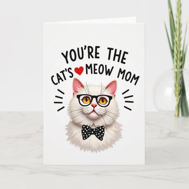 Scholarly Cat Mothers Day Card (Front)