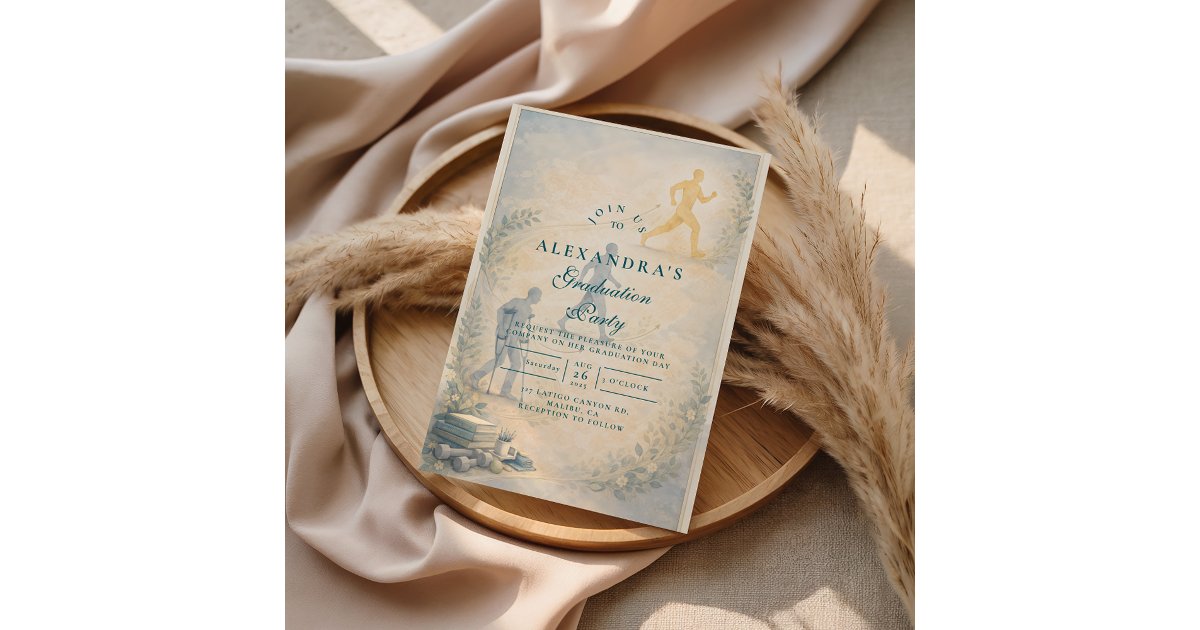 Scholarly Physical Therapy Graduation Invitation | Zazzle