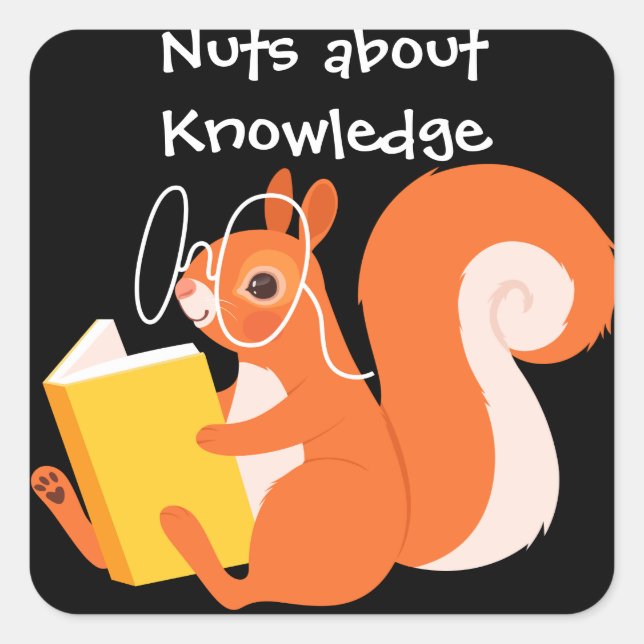 Scholarly Squirrel Square Sticker (Front)