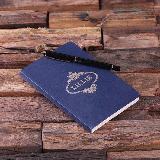 Scholar's Blue Engraved Kraft Paper Journal (Top)