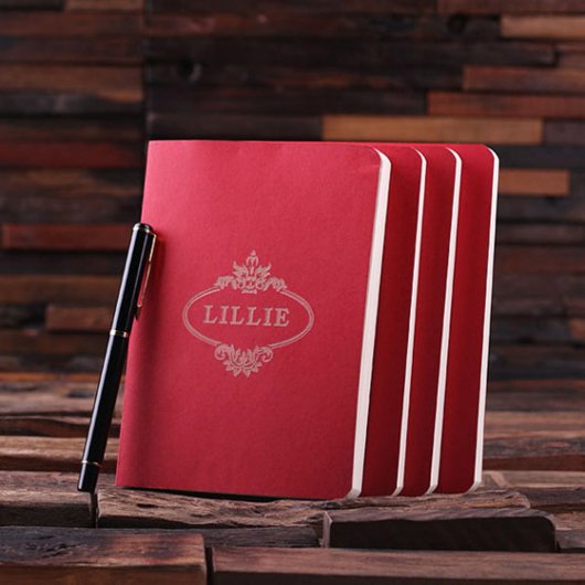 Scholar's Red Engraved Kraft Paper Journal (Front)