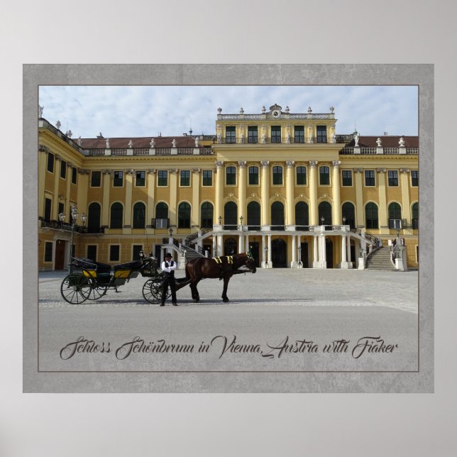 Schönbrunn Palace in Vienna, Austria with Fiaker Poster (Front)