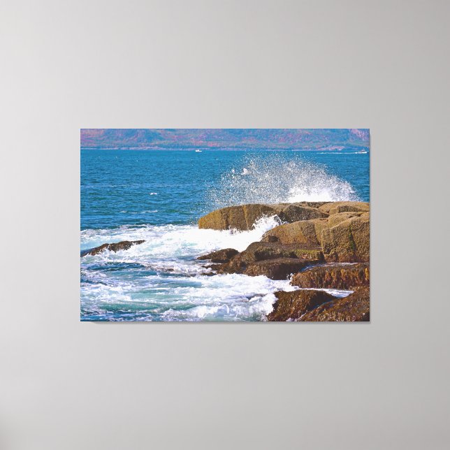 Schoodic Splash Wrapped Canvas Triptych Print (Front)