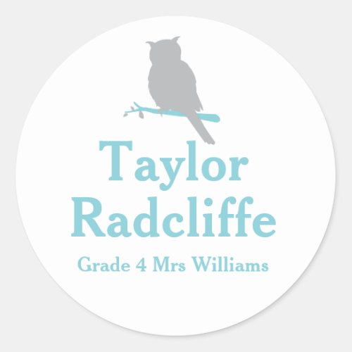 School add your grade  name owl id sticker