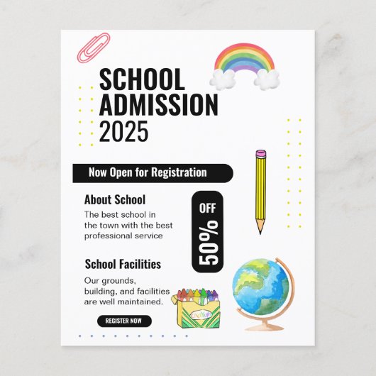 School Admission Flyer, School Promotion Flyer (Front)