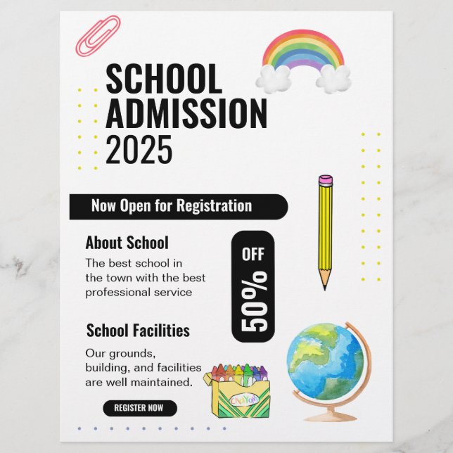 School Admission Flyer, School Promotion Flyer (Front)