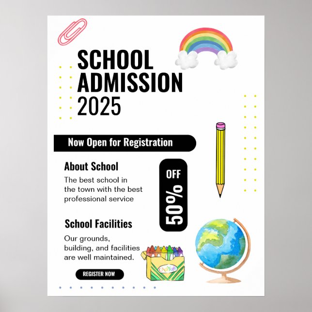 School Admission Flyer, School Promotion Flyer Poster (Front)