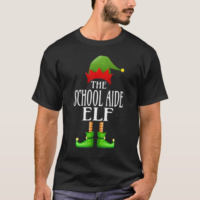 School Aide Elf Xmas Funny Family Matching Group C T-Shirt (Front)