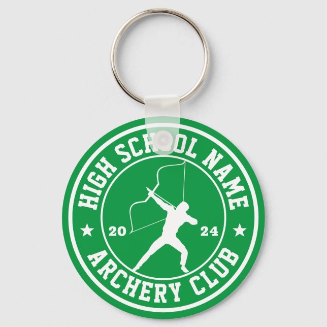 School Archery Club Sports Team Personalized Keychain (Front)