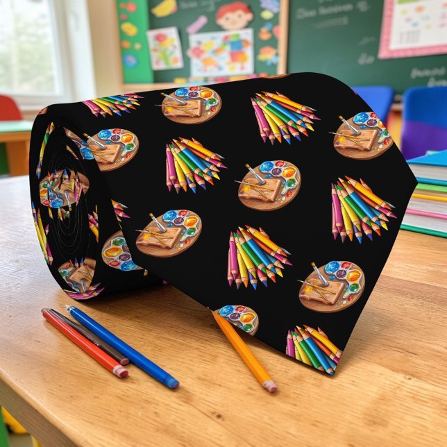 School Art Teacher Pattern Necktie Tie (Creator Uploaded)