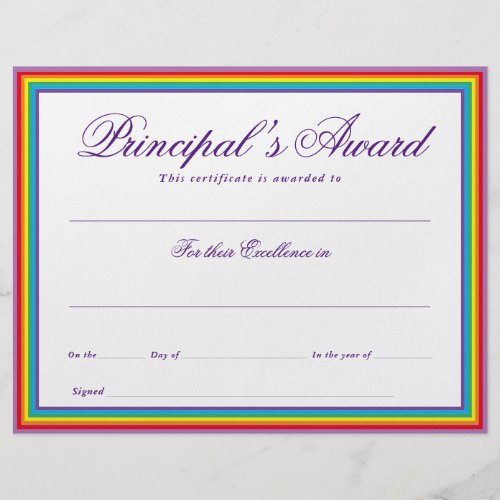 School Award Principals Award Rainbow Flyer