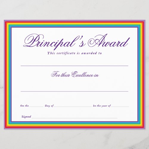 School Award Principals Award Rainbow Flyer