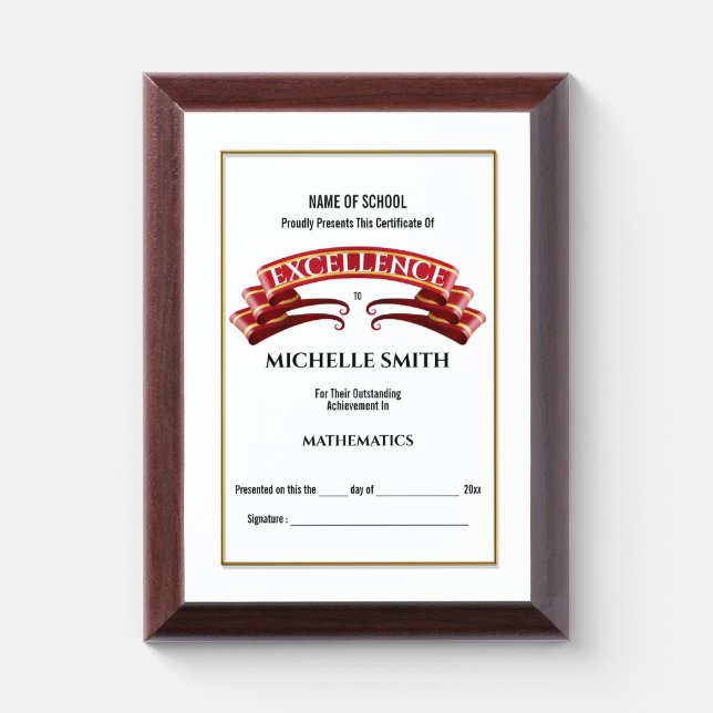 School award red gold ribbon banner achievement (Vertical)