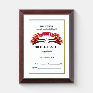School award red gold ribbon banner achievement plaque