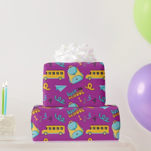 School Backpack Seamless Wrapping Paper Joy