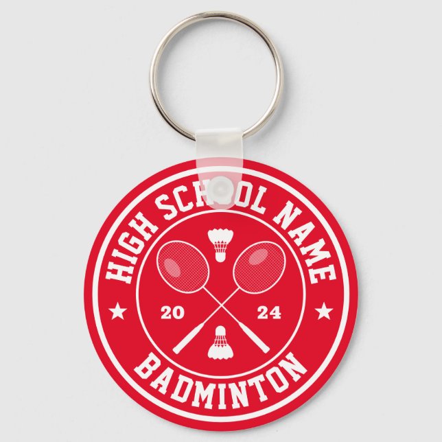 School Badminton Club Personalized Sports Keychain (Front)