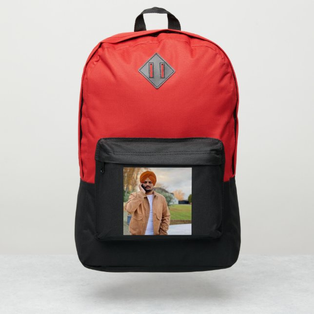 School Bag - Backpack with Sidhu Moosewala Print. (Front)