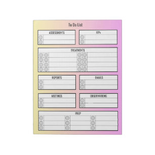 School Based Therapist To-Do List Pink & Yellow Notepad