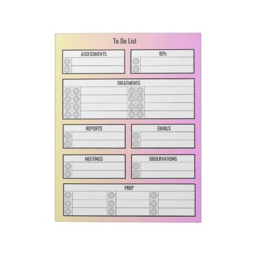 School Based Therapist To_Do List Pink  Yellow Notepad