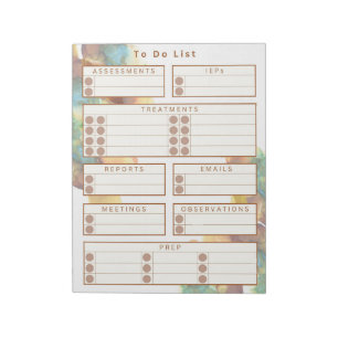 School Based Therapist To-Do Notepad - Watercolor