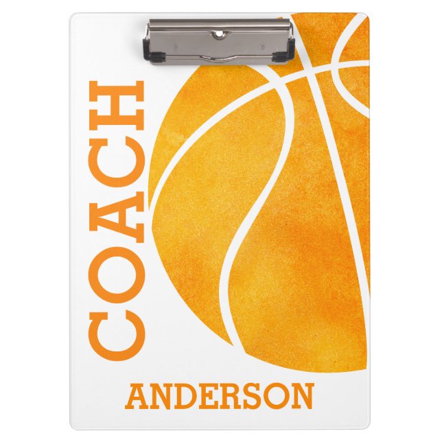 School Basketball Coach Personalized Retro Trendy Clipboard (Front)