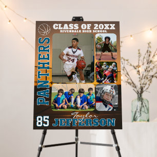 School Basketball Team Custom Name Photo Collage Foam Board