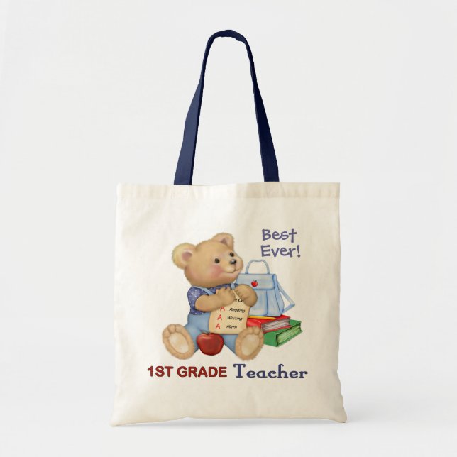 School Bear - First Grade Teacher Tote Bag (Front)