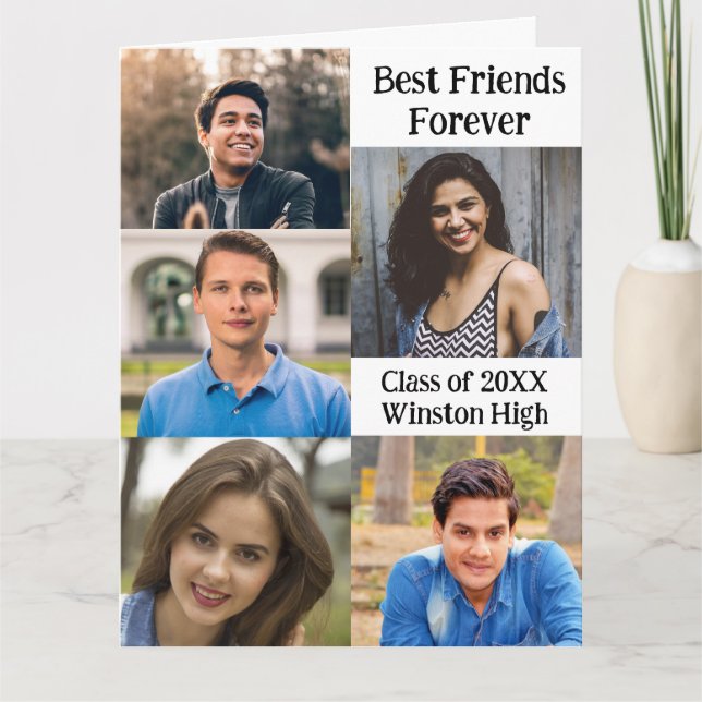 School Best Friends Photo Collage Card (Front)